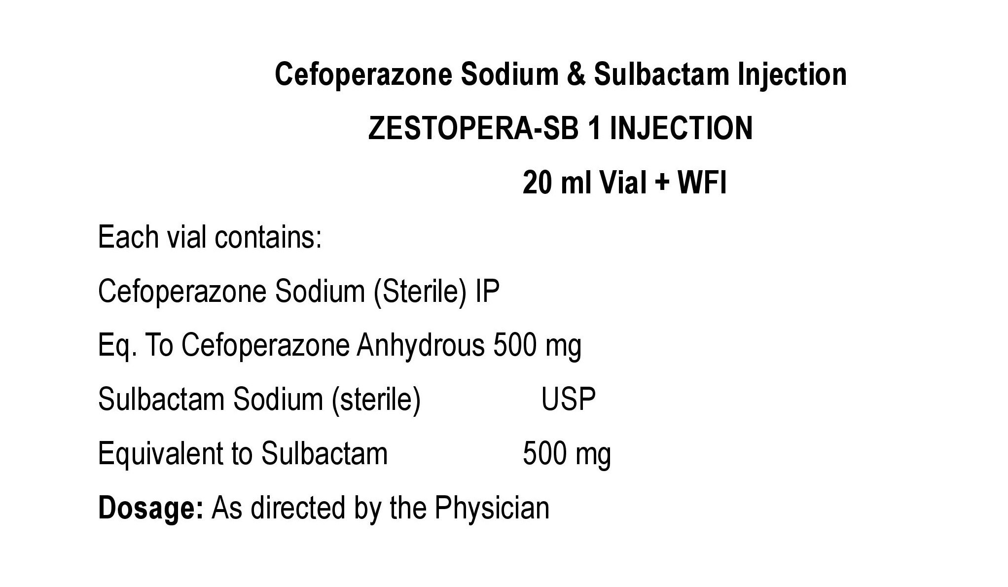 ZESTOPERA-SB 1 INJECTION